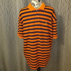 Ralph Lauren Orange Blue Striped Polo Shirt L